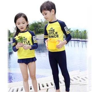 【泳衣果】兒童泳衣M-2L水母衣長袖二件式密兒黃泳裝小朋友