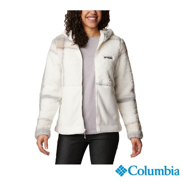 【Columbia 哥倫比亞 官方旗艦】女款-Winter Pass刷毛連帽外套-米白(UAR08500BGHF)