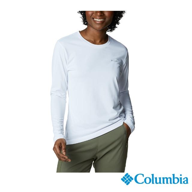 【Columbia 哥倫比亞 官方旗艦】女款-Columbia Hike快排長袖上衣-白色(UAR08930WTHF)
