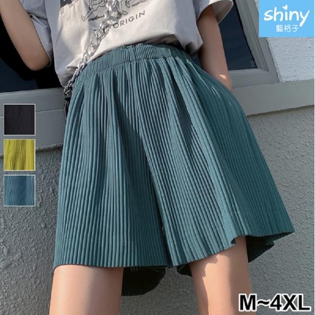 【Shiny 藍格子】高腰垂感運動休閒短褲 V3359 現+預(女褲)