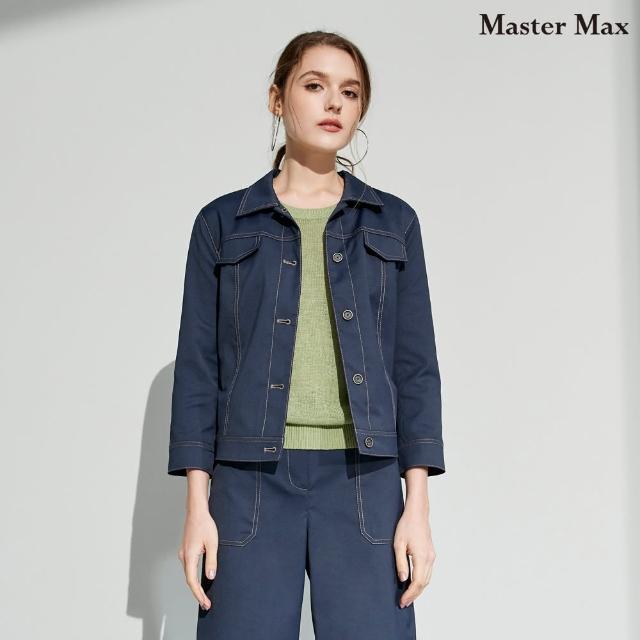 【Master Max】簡單休閒亞麻繡線修身牛仔外套(8327006)