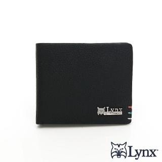 【Lynx】美國山貓進口牛皮超設計感荔枝紋9卡1照附隱藏內袋短夾