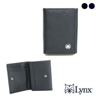 【Lynx】美國山貓精選牛皮十字紋2卡翻扣式名片夾-共2色