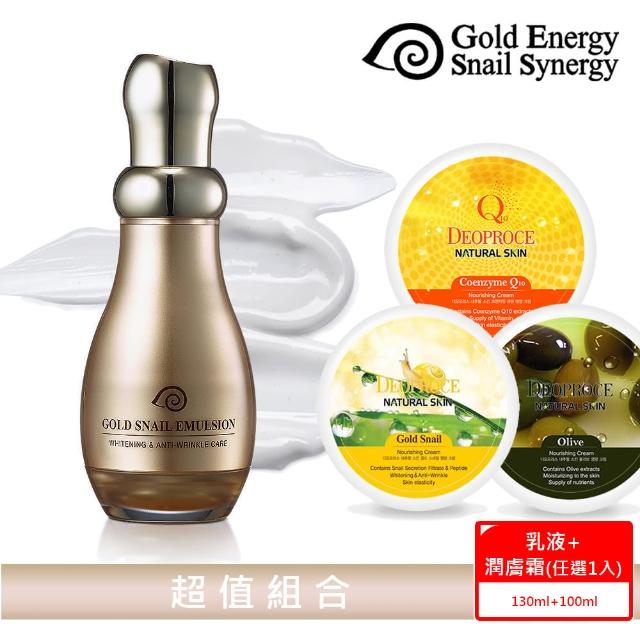 【Gold Energy Snail Synergy】黃金蝸牛極緻透白防皺乳液效期2025/02(贈DEOPROCE 緊緻潤膚霜)