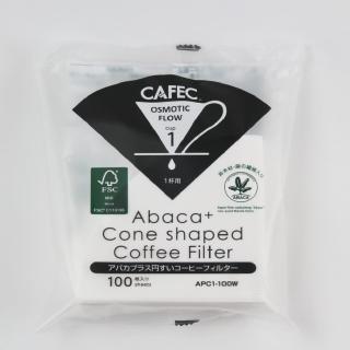 【CAFEC】日本三洋產業CAFEC ABACA PLUS 麻纖維錐形咖啡濾紙 1-2杯份/100張/白色(APC1-100W)