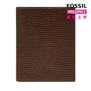 【FOSSIL 官方旗艦館】Gift 真皮RFID防盜護照夾-棕色蜥蜴壓紋 SLG1590210