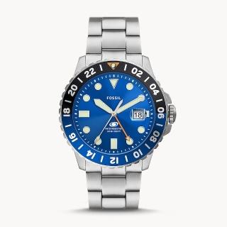 【FOSSIL】Blue 深海跳色經典GMT手錶 46MM(FS5991)