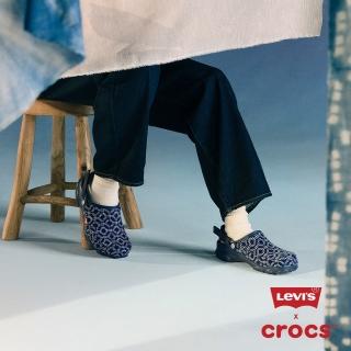 【LEVIS】x Crocs 男女共款 經典ALL TERRAIN CLOG 日式刺子繡丹寧布質鞋面 / 配飾3件組 / 深藍 D7857-0002