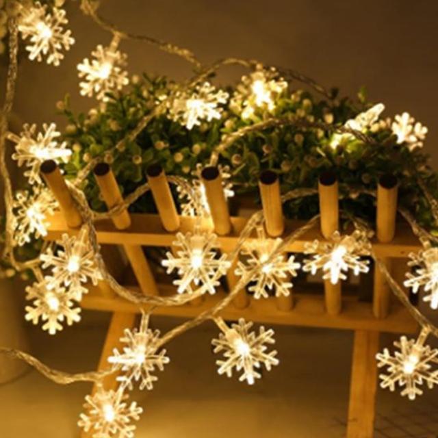 【北熊天空】雪花燈串 10米 燈串 LED造型燈串 聖誕燈 氣氛燈 IG打卡拍照道具(聖誕裝飾燈飾 聖誕燈串)