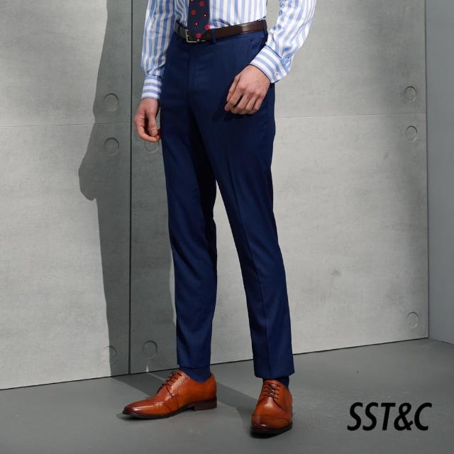 【SST&C 最後65折】海軍藍細條紋修身西裝褲0212203008