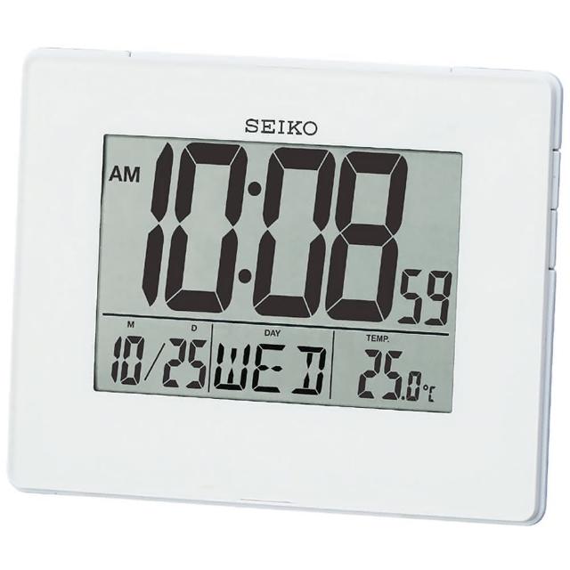 【SEIKO 精工】溫濕度顯示 座掛兩用電子鬧鐘 畢業 禮物(QHL057W/速)
