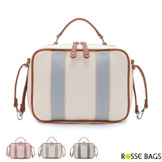 【Rosse Bags】拼色旅行手提媽媽帆布包(現+預 藍色／綠色／粉色)