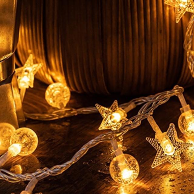 【北熊天空】水晶球+星星燈串 300cm 佈置燈串 露營燈串 氣泡球(聖誕燈 氣氛燈 串燈 聖誕節 聖誕佈置)