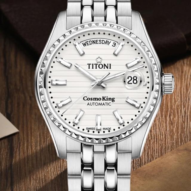 【TITONI 梅花錶】宇宙系列 自動機械腕錶 40mm(797S-695 白)