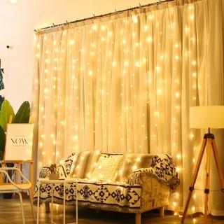 【Saikoyen】極美暖白LED燈串3*3米窗簾燈1組(聖誕節 萬聖節 佈置 LED 氣氛 燈串 氣球裝飾)