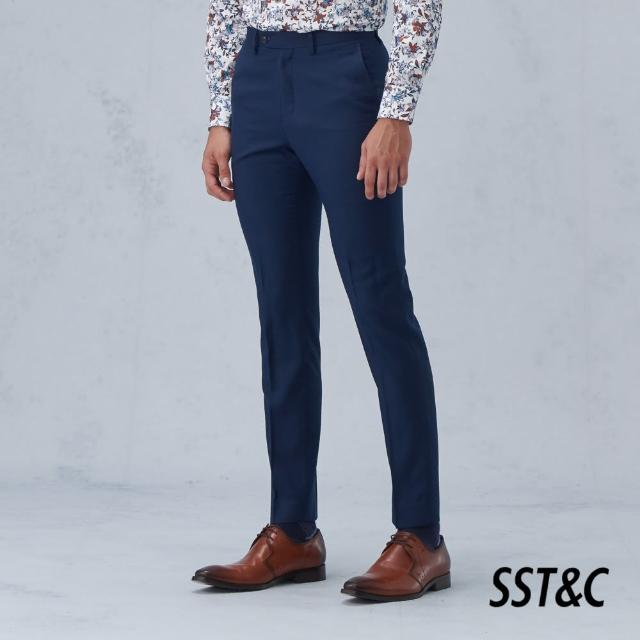 【SST&C 最後65折】海軍藍格紋修身西裝褲0212210006
