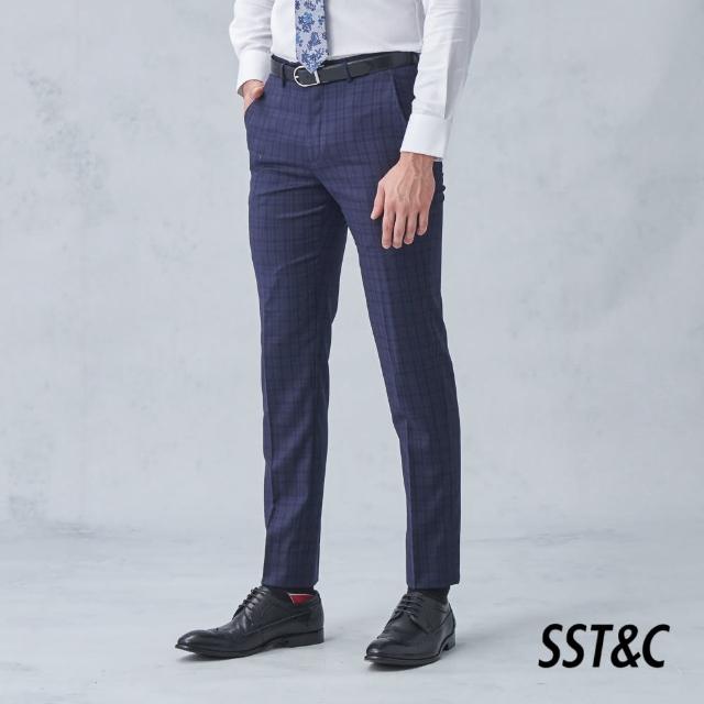 【SST&C 最後65折】米蘭系列 海軍藍格紋修身西裝褲0212210003