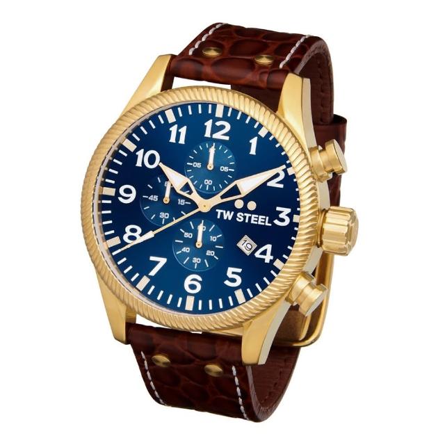 【TW Steel】VOLANTE 金色藍面計時碼錶