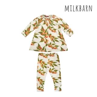 【Milkbarn】嬰兒 有機棉長袖小套裝-水蜜桃(嬰兒上衣 嬰兒套裝 嬰兒洋裝)