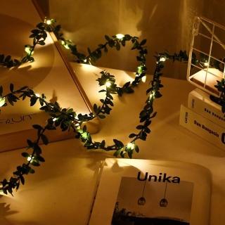 【Saikoyen】300cm LED樹葉藤蔓銅線燈2入(聖誕節 萬聖節 佈置 生日氣球 派對布置 燈飾 燈串)