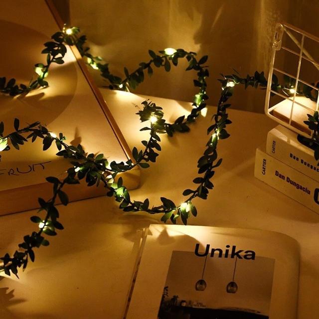 【Saikoyen】300cm LED樹葉藤蔓銅線燈1入(聖誕節 萬聖節 佈置 生日氣球 派對布置 燈飾 燈串)
