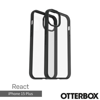 【OtterBox】iPhone 15 Plus 6.7吋 React 輕透防摔殼(黑透)