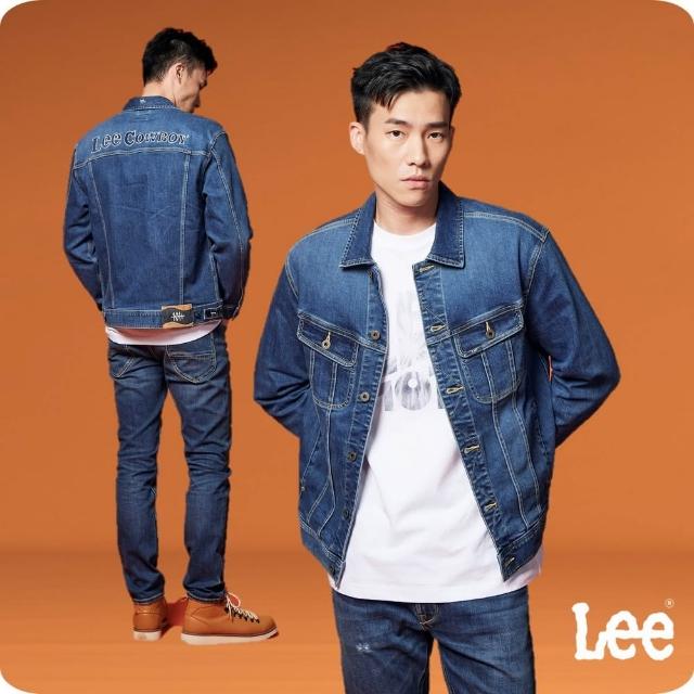 【Lee 官方旗艦】男裝 牛仔外套 / 背部刺繡 Lee Cowboy 中深藍水洗 舒適版型 / 101+ 系列(LB314012909)