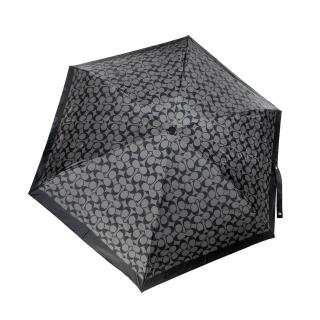 【COACH】C Logo攜帶型抗UV折疊晴雨傘(鐵灰黑)