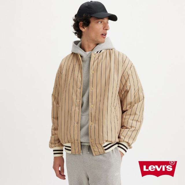 【LEVIS 官方旗艦】Gold Tab金標系列 男款 寬鬆版棒球外套 / 雙面穿 / 米色 人氣新品 A5841-0001