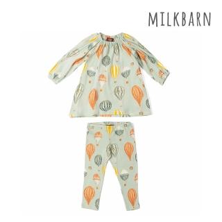 【Milkbarn】嬰兒 有機棉長袖小套裝-熱氣球(嬰兒上衣 嬰兒套裝 嬰兒洋裝)