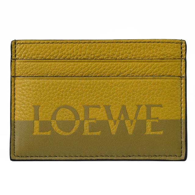 【LOEWE 羅威】經典LOGO撞色牛皮信用卡名片隨身卡夾(橄欖綠)