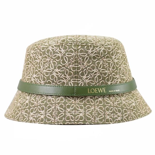 【LOEWE 羅威】經典品牌LOGO印花拼接個性遮陽帽漁夫帽(酪梨綠)