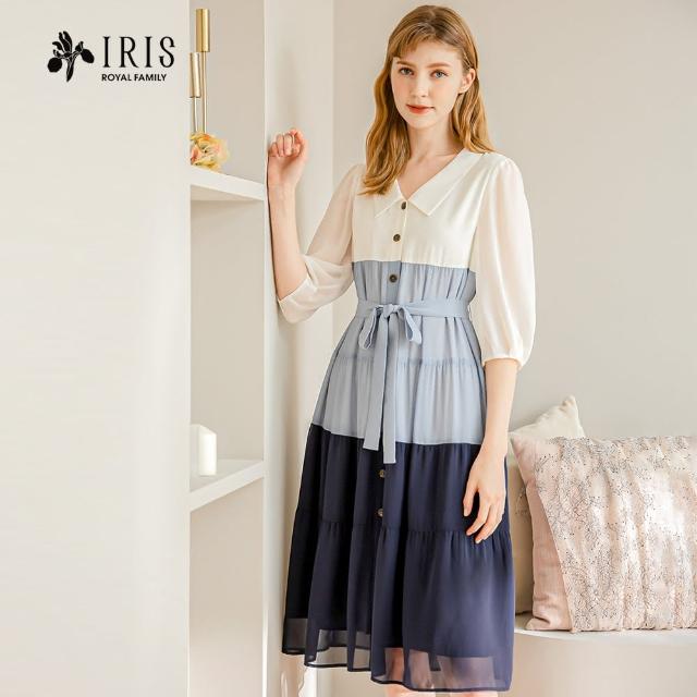 【IRIS 艾莉詩】莫蘭迪色系拼接連衣裙-2色(36606)