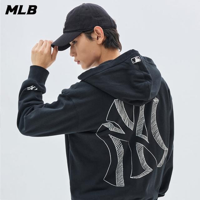 【MLB】大Logo拉鍊連帽外套 紐約洋基隊(3ATRB0334-50BKS)