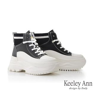 【Keeley Ann】襪套厚底高筒休閒鞋(黑色376787310-Ann系列)
