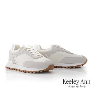 【Keeley Ann】異材復古休閒鞋(淺灰色376667179-Ann系列)