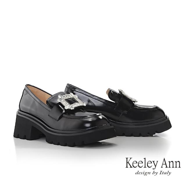 【Keeley Ann】方形鑽飾厚底樂福鞋(黑色375772510-Ann系列)