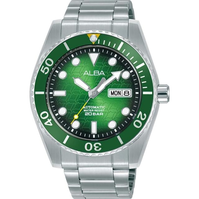 【ALBA】綠魟魚錶盤 200米機械錶 43mm(AL4437X1／Y676-X047G)