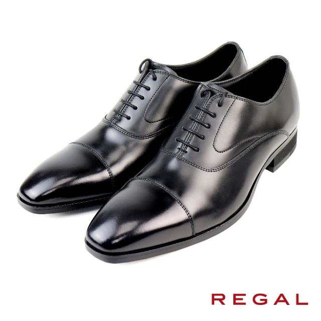 【REGAL】經典壓線橫飾牛津鞋 黑色(V234-BL)