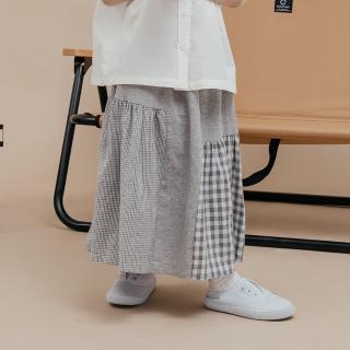 【Queenshop】女裝 童裝 親子系列 大小格紋拼接鬆緊設計長裙 兩色售 S-L 現+預 03021272