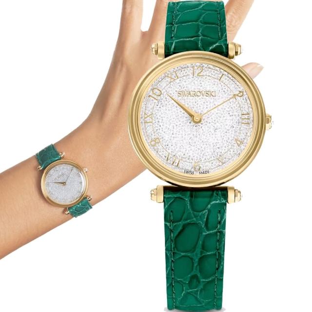 【SWAROVSKI 施華洛世奇】Crystalline Wonder 夢幻奇蹟時尚腕錶(35mm/5656893綠色)