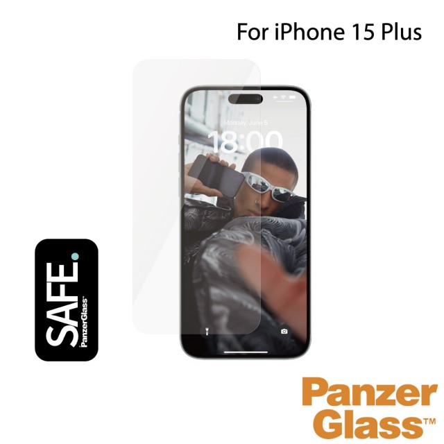 【PanzerGlass】iPhone 15 Plus 6.7吋 SAFE 2.5D 耐衝擊高透強化玻璃保護貼(透光性佳)