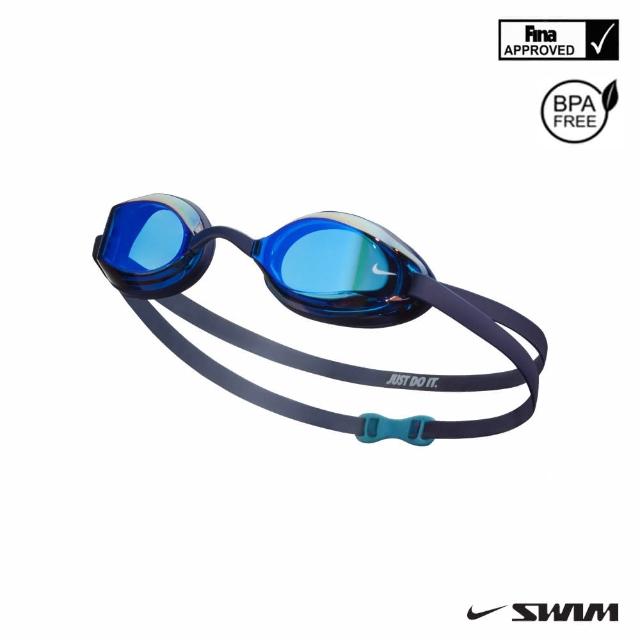 【NIKE 耐吉】SWIM 成人專業型鏡面泳鏡  LEGACY 黑藍 NESSD130-440