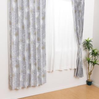 【NITORI 宜得利家居】遮光2級 隔熱 窗簾兩件組 LEAF GY 100×200×2(窗簾兩件組 遮光2級 隔熱)