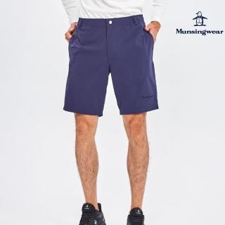 【Munsingwear】企鵝牌 男款深藍色環保科技咖啡紗 涼感速乾防曬抑菌 鬆緊腰頭休閒短褲 MGRL8507