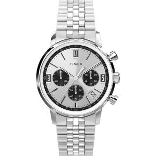 【TIMEX】天美時 Marlin系列 40毫米復古三眼計時手錶 銀 TXTW2W10400