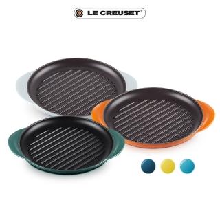 【Le Creuset】琺瑯鑄鐵鍋雙耳圓鐵烤盤25cm(土耳其藍)