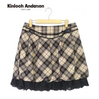 【Kinloch Anderson】氣質蕾絲拼接格紋裙 金安德森女裝(KA0165413 卡其)