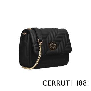 【Cerruti 1881】義大利頂級小牛皮肩背包 CEBA05968M(黑色)