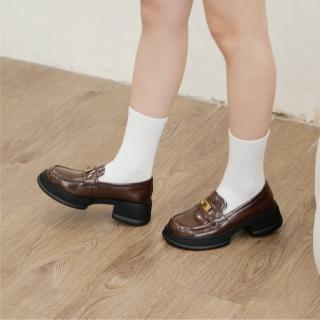 【WYPEX】現貨+預購 英倫復古厚底樂福鞋女鞋 圓頭小皮鞋女鞋(2色)
